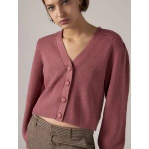 Zara mauve knit puff sleeve sweater